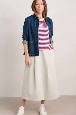 Seasalt Cornwall Tops<Copseland Striped Organic Cotton T-Shirt (Gots) Mini Cornish Chalk Cordial