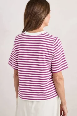 Seasalt Cornwall Tops<Copseland Striped Organic Cotton T-Shirt (Gots) Mini Cornish Chalk Cordial