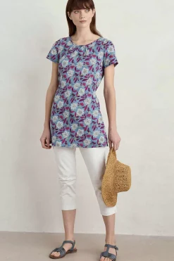 Seasalt Cornwall Tunics<Countryside Jersey Tunic Stone Flower Saltwater