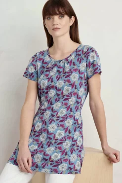 Seasalt Cornwall Tunics<Countryside Jersey Tunic Stone Flower Saltwater