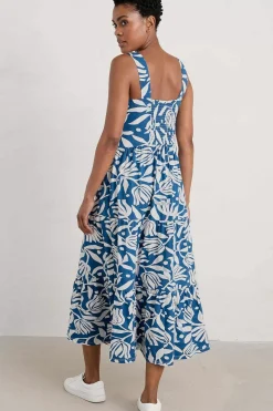 Seasalt Cornwall Dresses<Deep Water Tiered Dress Cut Paper Flowers Waterfront
