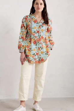 Seasalt Cornwall Tunics<Dragonfly V-Neck Tunic (Gots) Flowering Blooms Chalk