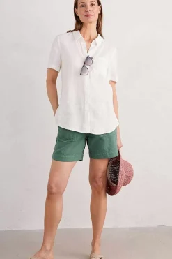 Seasalt Cornwall Tops<Drydock Short Sleeve Linen Shirt Chalk