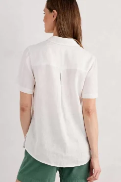 Seasalt Cornwall Tops<Drydock Short Sleeve Linen Shirt Chalk