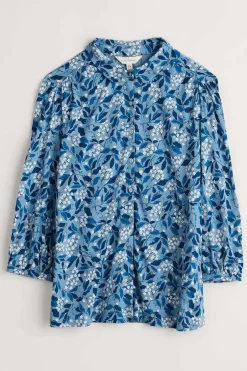 Seasalt Cornwall Tops<Embrace 3/4 Sleeve Jersey Shirt Flower Meadow Blue Fog