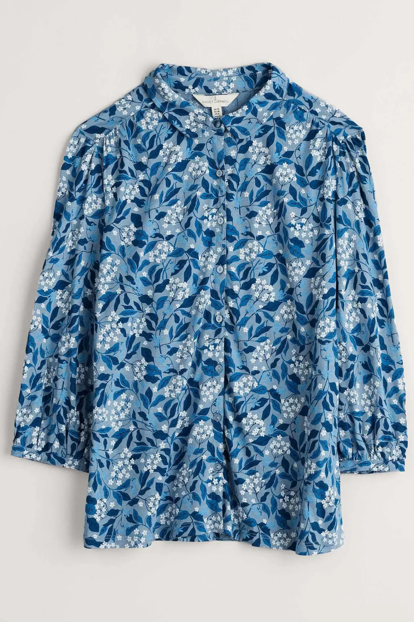 Seasalt Cornwall Tops<Embrace 3/4 Sleeve Jersey Shirt Flower Meadow Blue Fog