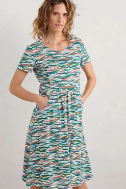 Seasalt Cornwall Dresses<Enor Fit-And-Flare Dress Estuary Tide Marks Chalk
