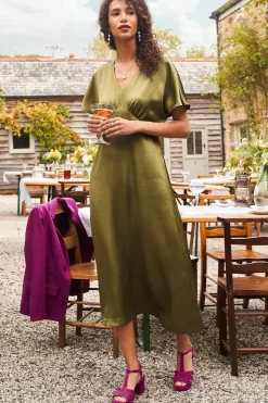 Seasalt Cornwall Dresses<Evenglow Satin Dress Fern Moss