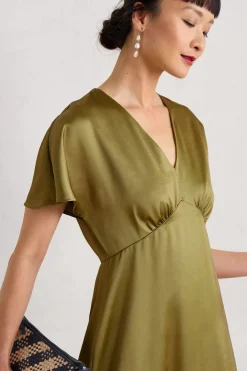 Seasalt Cornwall Dresses<Evenglow Satin Dress Fern Moss