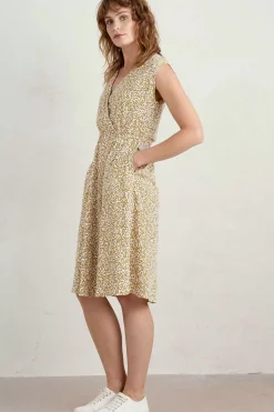 Seasalt Cornwall Dresses<Faye Sleeveless Mock Wrap Dress Hedge Mark Ditsy Pear