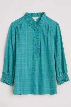 Seasalt Cornwall Tops<Feather Star Checked Top Tidepool