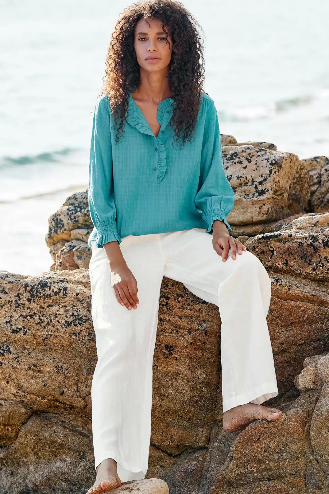 Seasalt Cornwall Tops<Feather Star Checked Top Tidepool