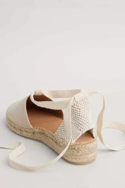 Seasalt Cornwall Shoes<Fern Path Ankle Tie Cotton Espadrilles Natural