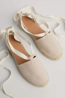 Seasalt Cornwall Shoes<Fern Path Ankle Tie Cotton Espadrilles Natural
