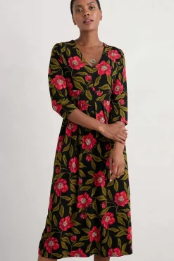 Seasalt Cornwall Dresses<Flower Bud Jersey V- Neck Midi Dress Mary Rose Floral Onyx