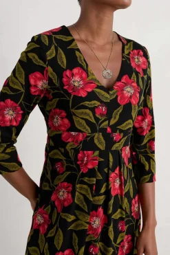 Seasalt Cornwall Dresses<Flower Bud Jersey V- Neck Midi Dress Mary Rose Floral Onyx