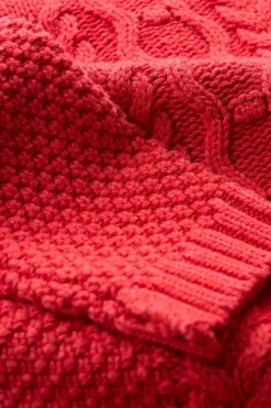 Seasalt Cornwall Knitwear<Forest Ridge Cable Knit Collared Cardigan Tomato