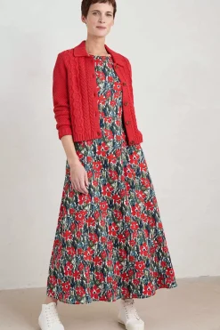 Seasalt Cornwall Knitwear<Forest Ridge Cable Knit Collared Cardigan Tomato