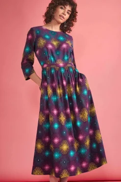 Seasalt Cornwall Dresses<Forestry Midi Dress Sparkler Geo Grape
