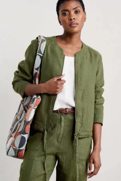 Seasalt Cornwall Coats & Jackets<Galleon Zip Through Linen Jacket Heath
