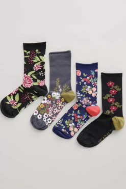 Seasalt Cornwall Socks & Tights<Gift Box Of 4 Women's Sailor Socks Wing Petal Mix