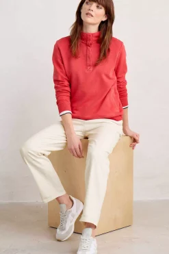 Seasalt Cornwall Tops<Greenshank Organic Cotton Collared Sweatshirt Tomato