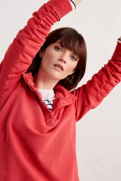 Seasalt Cornwall Tops<Greenshank Organic Cotton Collared Sweatshirt Tomato
