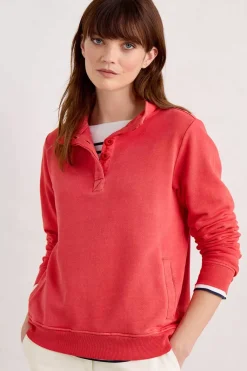 Seasalt Cornwall Tops<Greenshank Organic Cotton Collared Sweatshirt Tomato