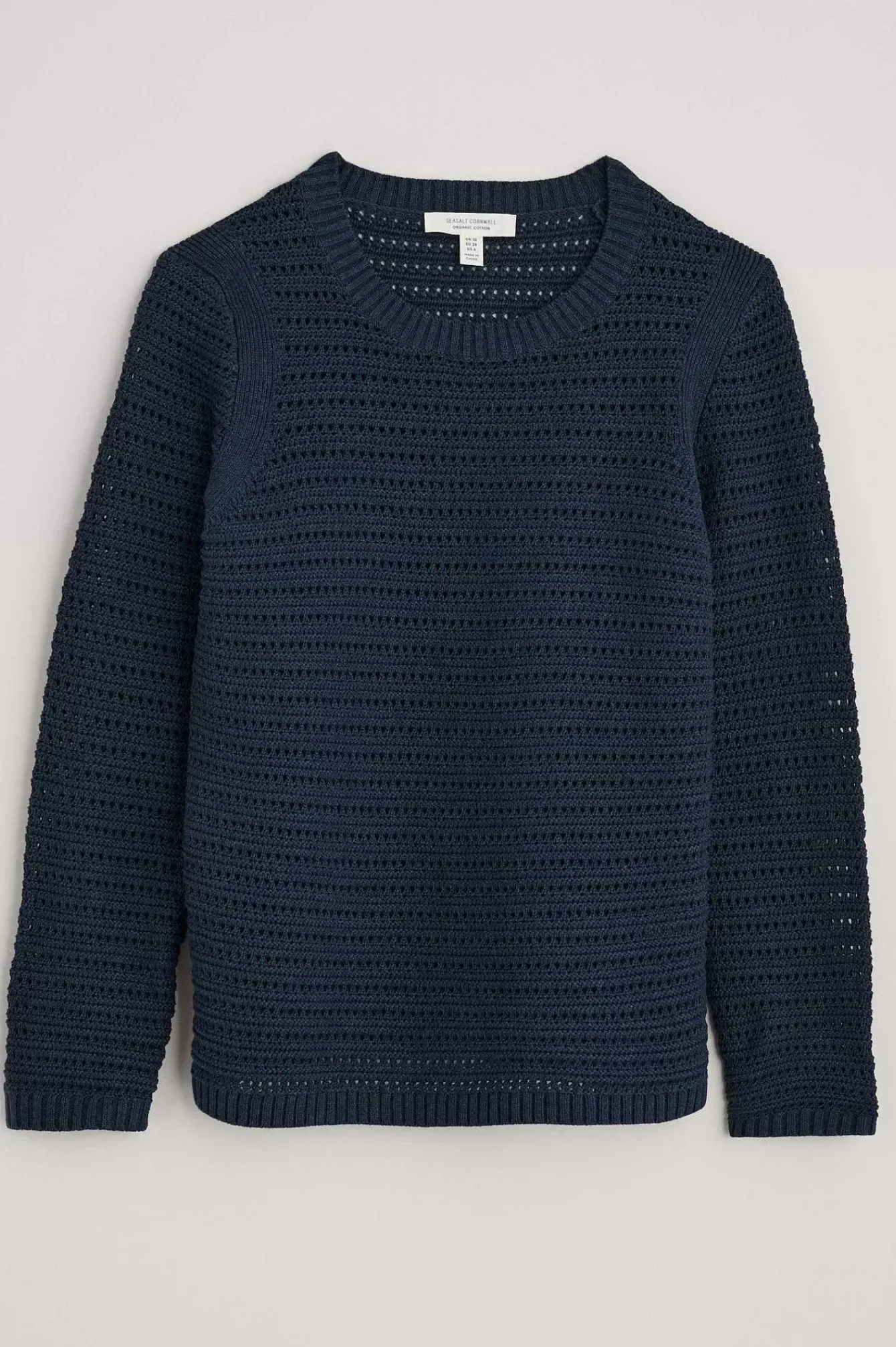 Seasalt Cornwall Knitwear<Gull Rock Pointelle Knit Jumper (Gots) Maritime