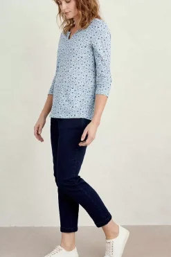 Seasalt Cornwall Tops<Gypsophilia Notch Neck Top Shaded Flowers Chalk