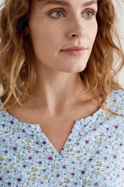 Seasalt Cornwall Tops<Gypsophilia Notch Neck Top Shaded Flowers Chalk