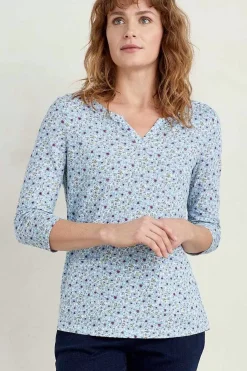 Seasalt Cornwall Tops<Gypsophilia Notch Neck Top Shaded Flowers Chalk