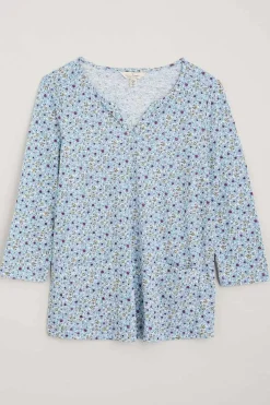 Seasalt Cornwall Tops<Gypsophilia Notch Neck Top Shaded Flowers Chalk
