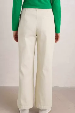 Seasalt Cornwall Trousers & Shorts<Hannafore View Full Length Wide Leg Trousers Limestone