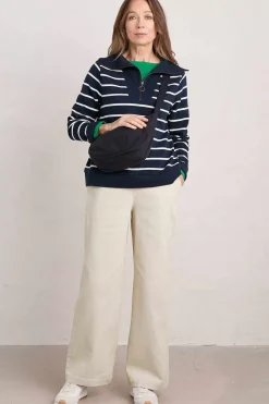Seasalt Cornwall Trousers & Shorts<Hannafore View Full Length Wide Leg Trousers Limestone