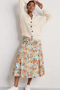Seasalt Cornwall Skirts<Heather Drifts Midi Skirt Flowering Blooms Chalk