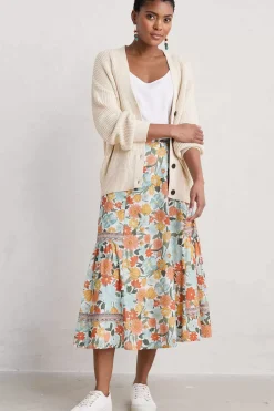 Seasalt Cornwall Skirts<Heather Drifts Midi Skirt Flowering Blooms Chalk