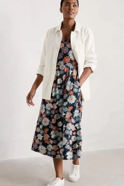 Seasalt Cornwall Dresses<Helena Short Sleeve V-Neck Midi Dress Flowering Blooms Maritime