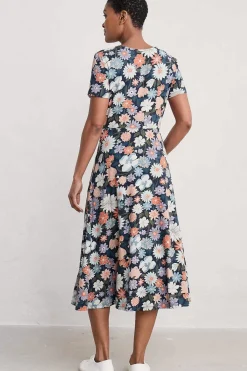 Seasalt Cornwall Dresses<Helena Short Sleeve V-Neck Midi Dress Flowering Blooms Maritime