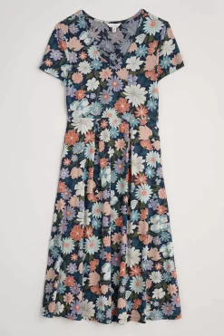 Seasalt Cornwall Dresses<Helena Short Sleeve V-Neck Midi Dress Flowering Blooms Maritime