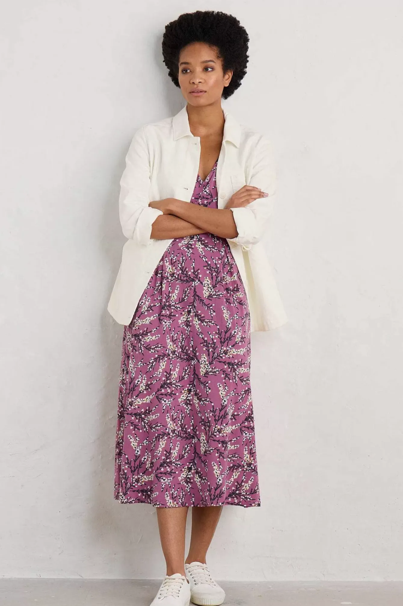 Seasalt Cornwall Dresses<Helena V-Neck Jersey Midi Dress (Gots) Heather Sketch Buddleia