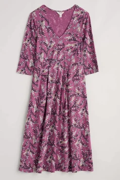 Seasalt Cornwall Dresses<Helena V-Neck Jersey Midi Dress (Gots) Heather Sketch Buddleia