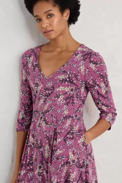 Seasalt Cornwall Dresses<Helena V-Neck Jersey Midi Dress (Gots) Heather Sketch Buddleia