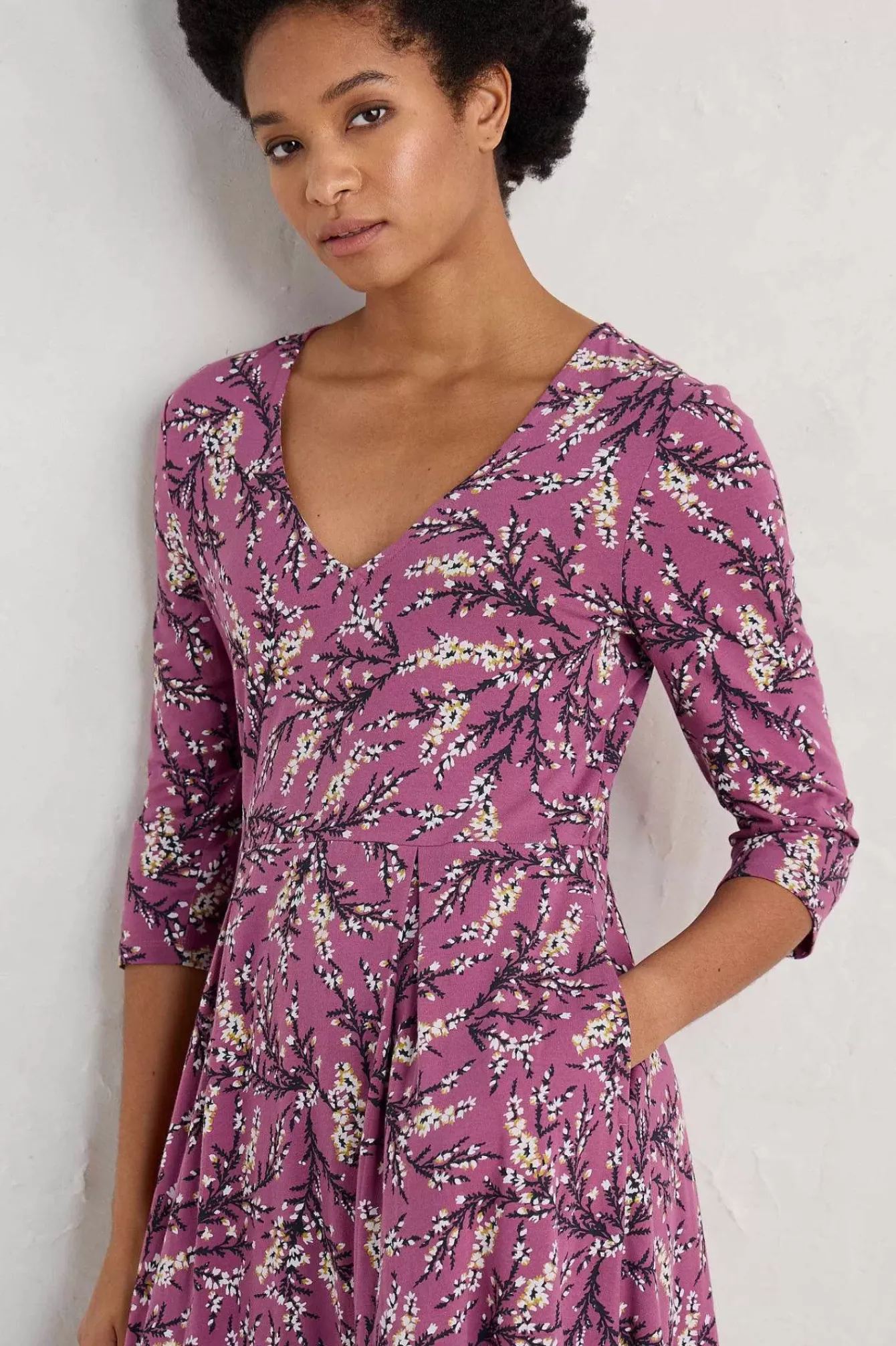 Seasalt Cornwall Dresses<Helena V-Neck Jersey Midi Dress (Gots) Heather Sketch Buddleia