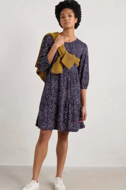 Seasalt Cornwall Dresses<Heron Dip Tiered Jersey Dress Dotted Paint Crocus