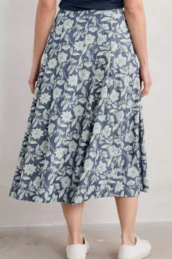 Seasalt Cornwall Skirts<Jamboree Chambray Midi Skirt Stone Flower Indigo