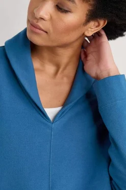Seasalt Cornwall Tops<Knot Berry Shawl Neck Sweatshirt Blue Jay