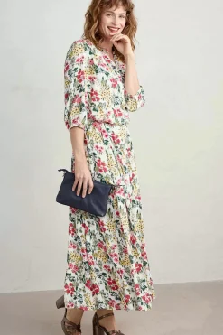 Seasalt Cornwall Skirts<Lethlean Pleated Maxi Skirt Painterly Field Chalk