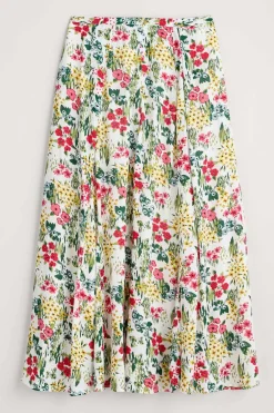 Seasalt Cornwall Skirts<Lethlean Pleated Maxi Skirt Painterly Field Chalk