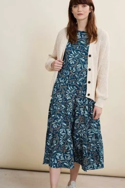 Seasalt Cornwall Dresses<Line Strokes Short Sleeve Dress (Gots) Flowing Reeds Raincloud